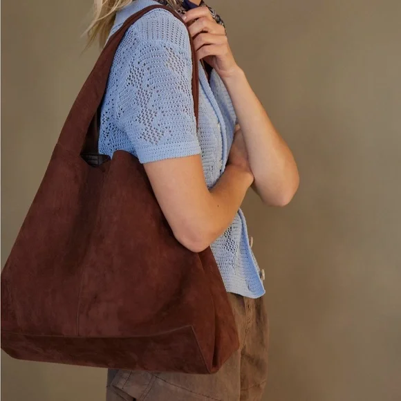 NWT Free People Blair Reversible Vegan Suede Tote - Picture 3 of 8